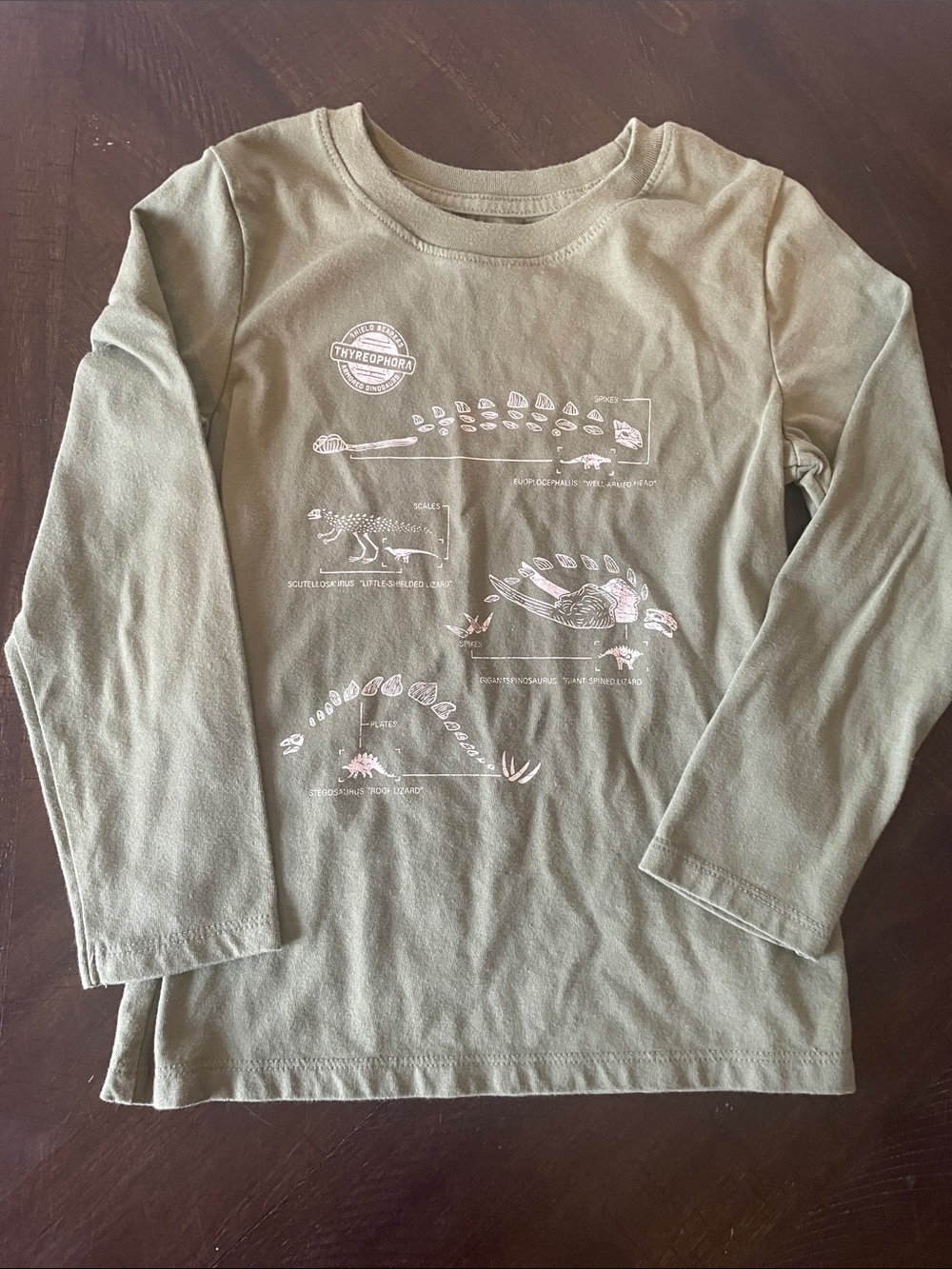 Kids' Olive Green Long-Sleeve Graphic Shirt